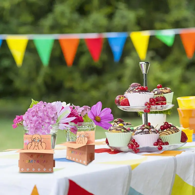 1Pcs Paper Humorous Whimsical Card 3D Terrifying Bald Character Design Hilarious Happy Birthday Card DIY Accessories