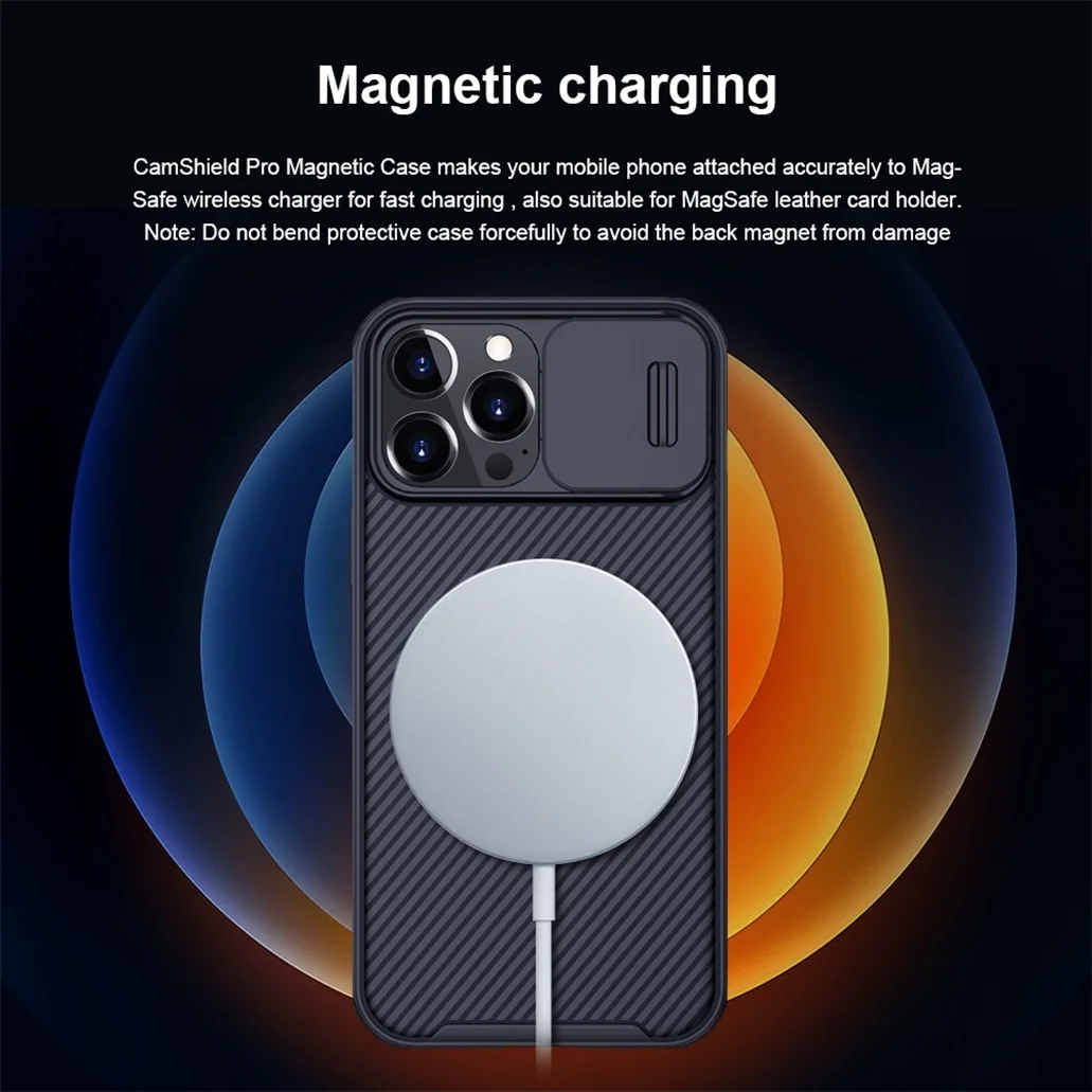For iPhone 13 12 / Pro / Max Case NILLKIN CamShield Magnetic Case Support Mag-Safe Slide Camera Lens Cover For iPhone 13 12 Mini - view 3