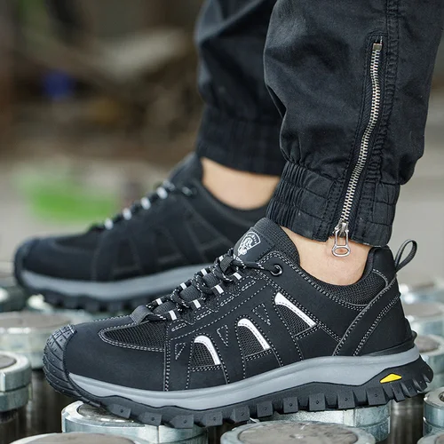 Imagen 2 del producto Zapatos de seguridad con punta de acero para hombre, botas de seguridad para el trabajo, zapatillas ligeras, transpirables y cómodas, botas antideslizantes