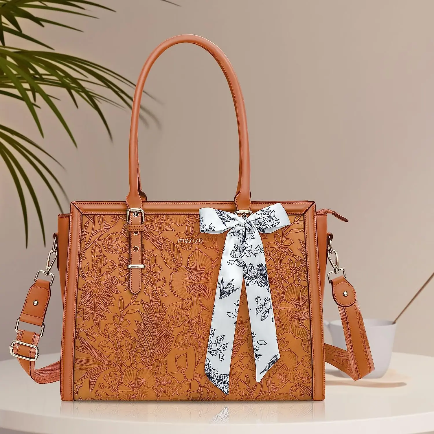 Torba na laptopa 15 16 17 17,3 cala PU Leather Tote Bag dla M4 M3 M2 M1 MacBook Air Pro Dell Notebook Torba na ramię damska — zdjęcie produktu 5