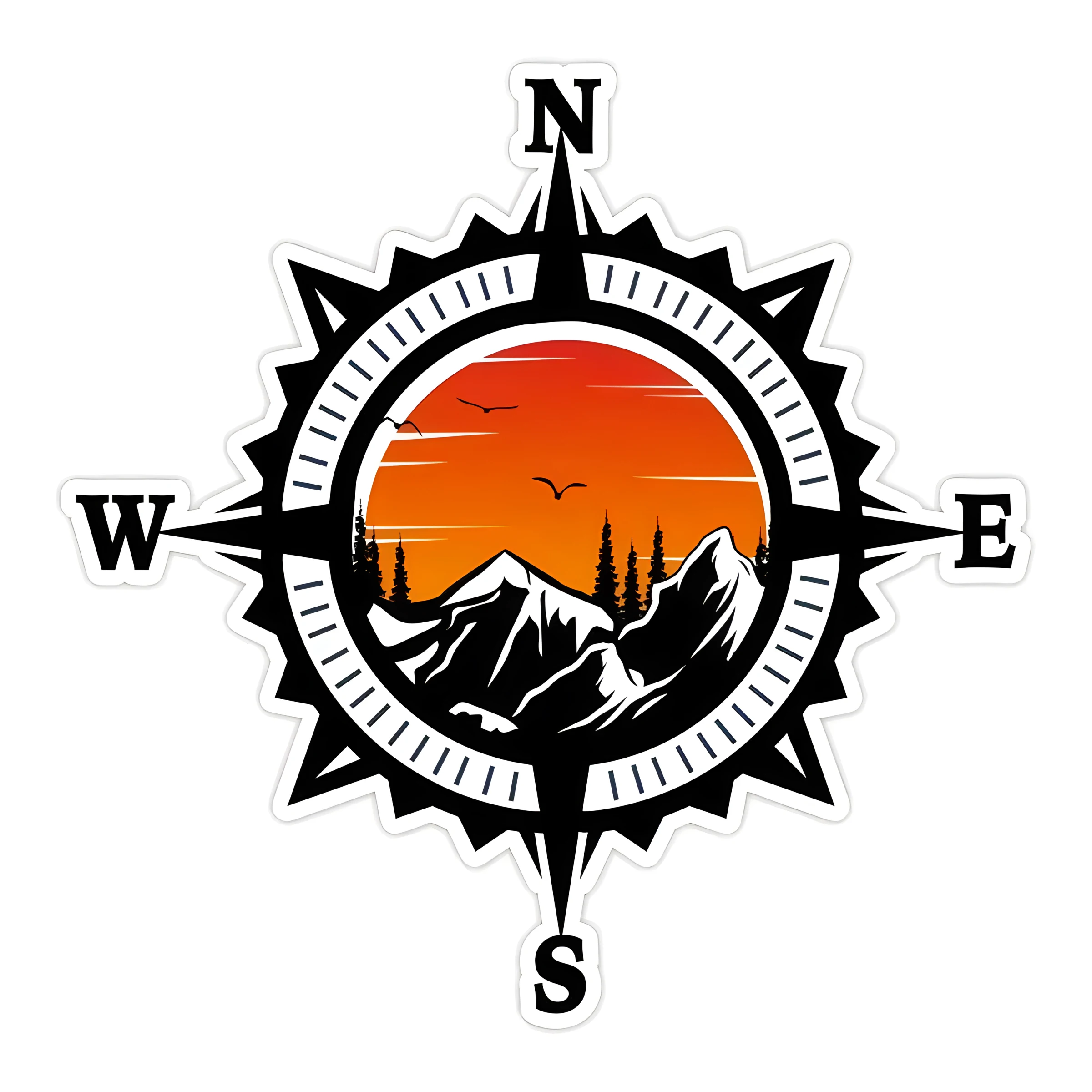 

COMPASS TREES LAKE Vinyl Decal, Sticker For SUV Car Truck Bumper Wall Window