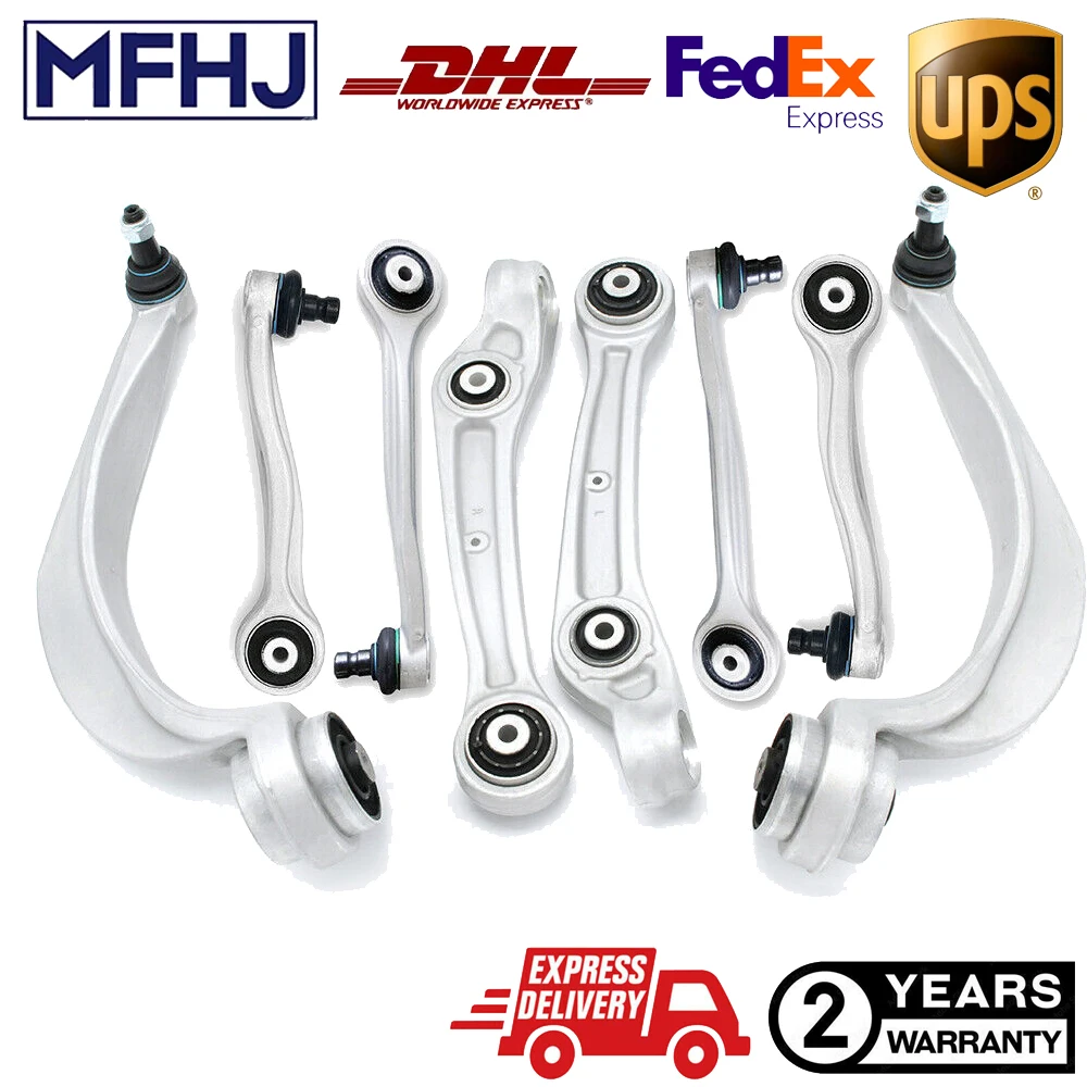 8Pcs For Audi A8 Quattro S8 Control Arm & Ball Joint Front Suspension Kits 4H0407151B, 4H0407151C, 4H0407152B, 4H0407152C