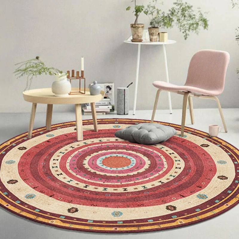 Nordic Round Study Rug Morocco Carpets for Living Room Retro Ethnic Style Bedroom Decor Carpet Soft Washable Anti-slip Floor Mat