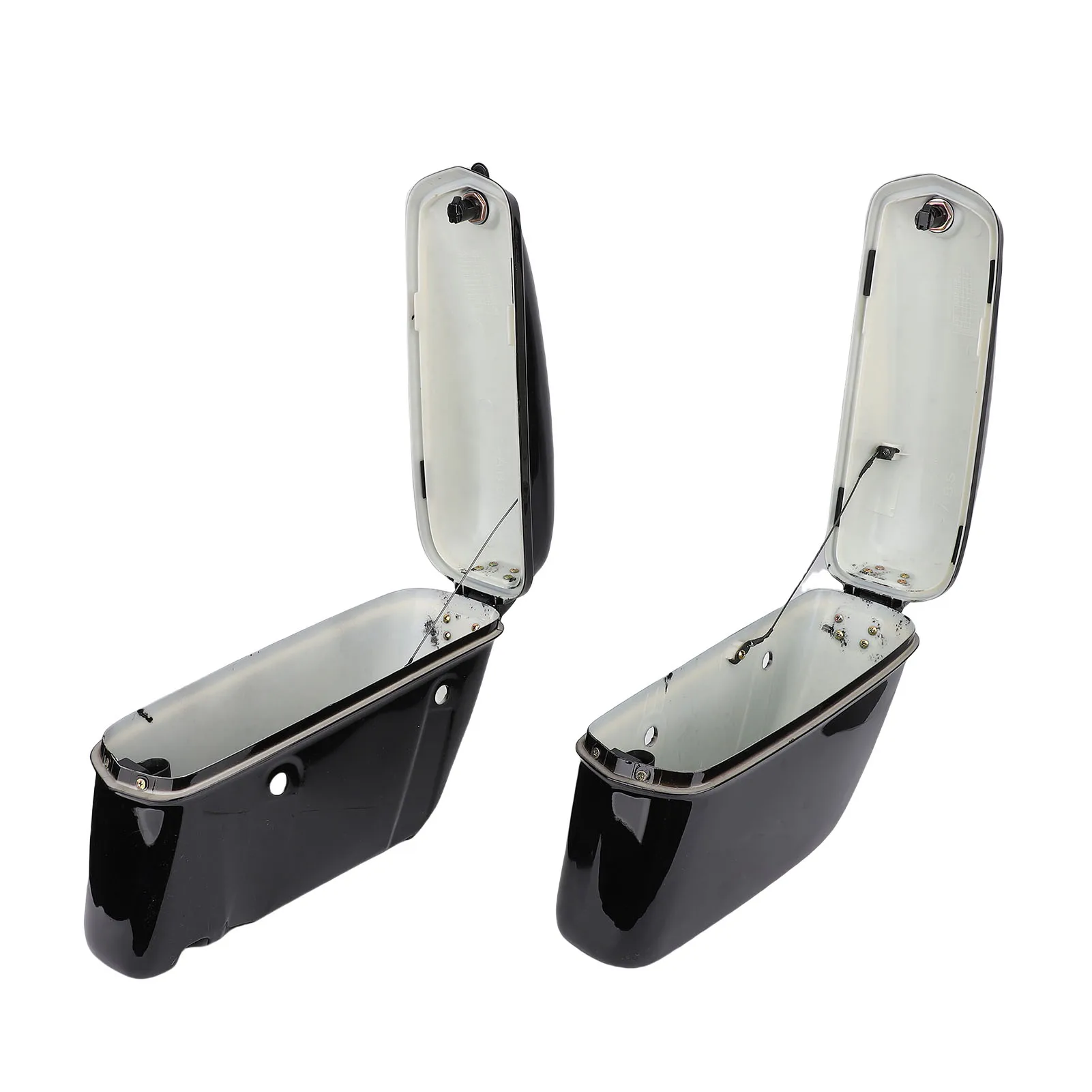 22L Motorcycle Hard Saddle Bags with Lock Rugged ABS Plastics Universal Motorcycle Trunk Side Storage Carrier Glossy Black