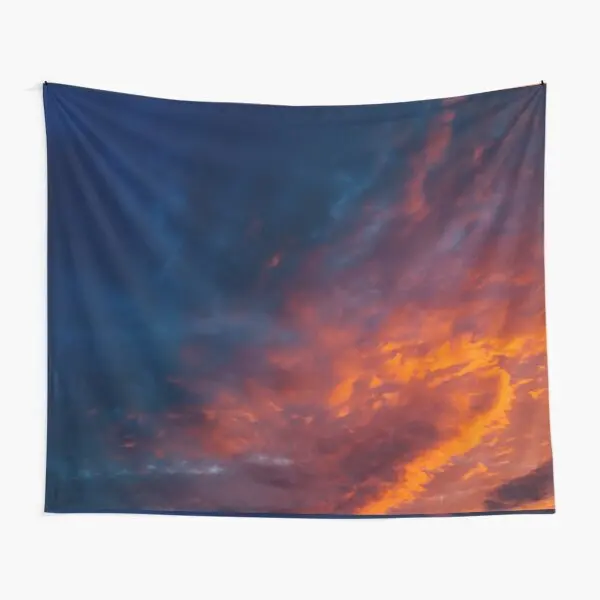 Sunset Sky Orange Dusk Clouds Cloudy  Tapestry Blanket Decoration Living Room Printed Home Yoga Wall Art Bedspread Mat Colored