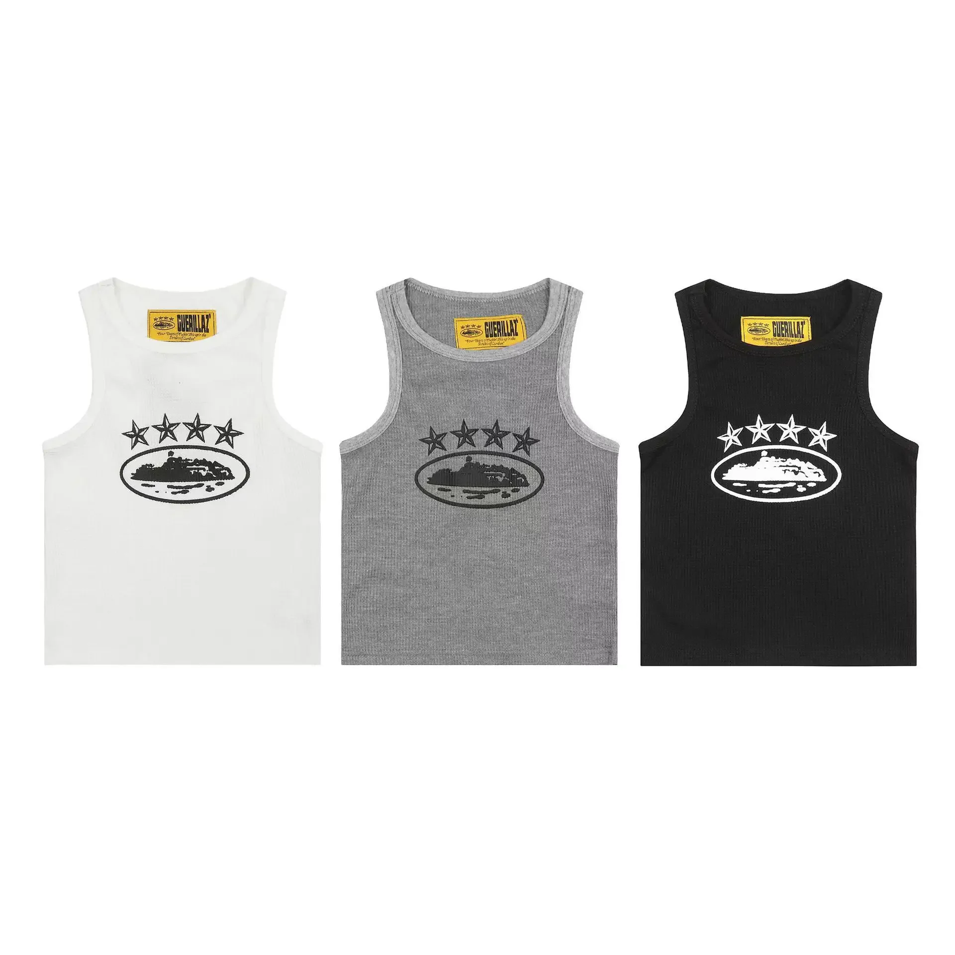 النمط الكلاسيكي للرجال تانك الأعلى جولة الرقبة قصيرة الأكمام عارضة تي شيرت الصيف جديد فضفاض صالح سترة العلامة التجارية جزيرة العصرية