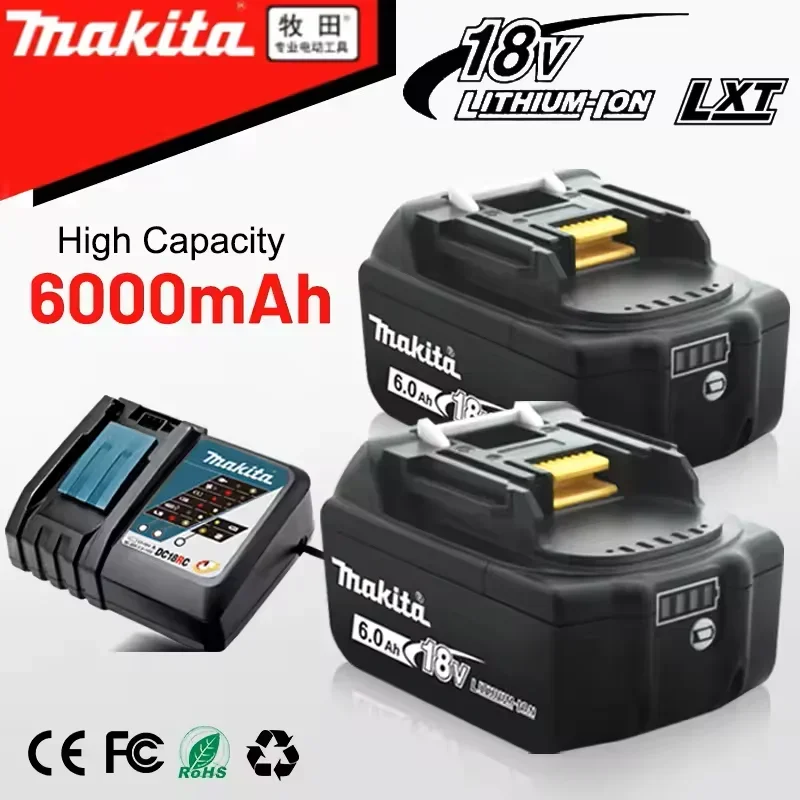 

Original Makita 18V 6A Rechargeable Power Tools Battery 18V makita with LED Li-ion Replacement LXT BL1860B BL1860 BL1850 Charger