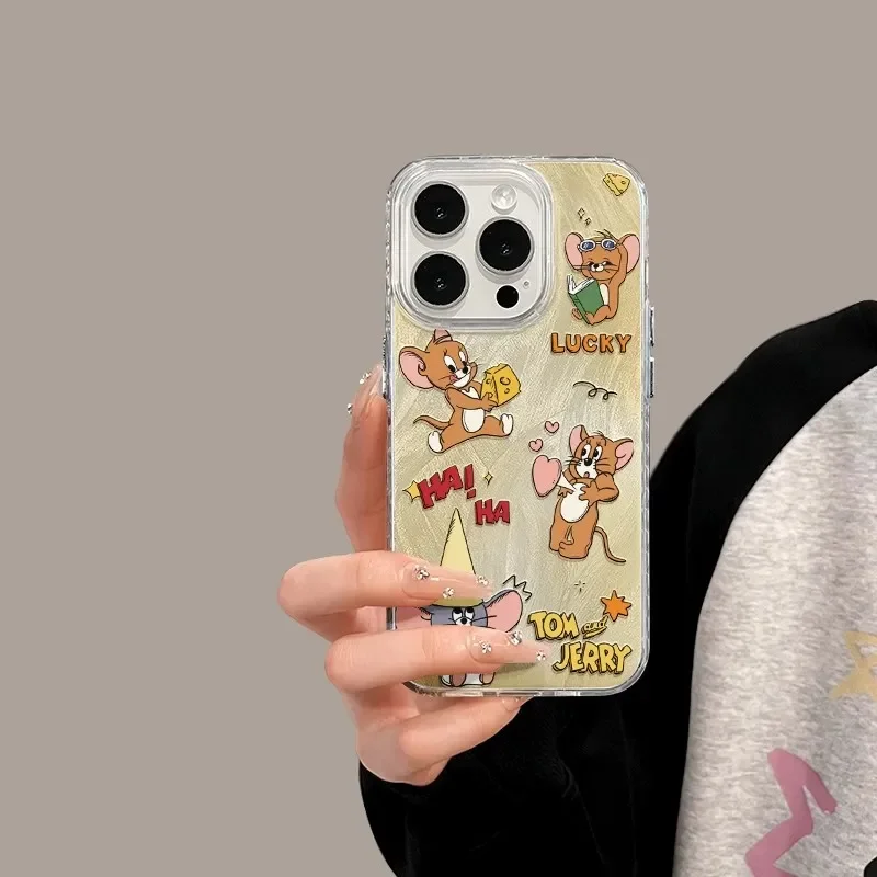 Disney Tom and Jerry Cartoon Cute Phone Case For iPhone 16 15 14 13 12 11 Pro Max XR XS Max 7 8 Plus MINI Y2K Eat Cheese Cover