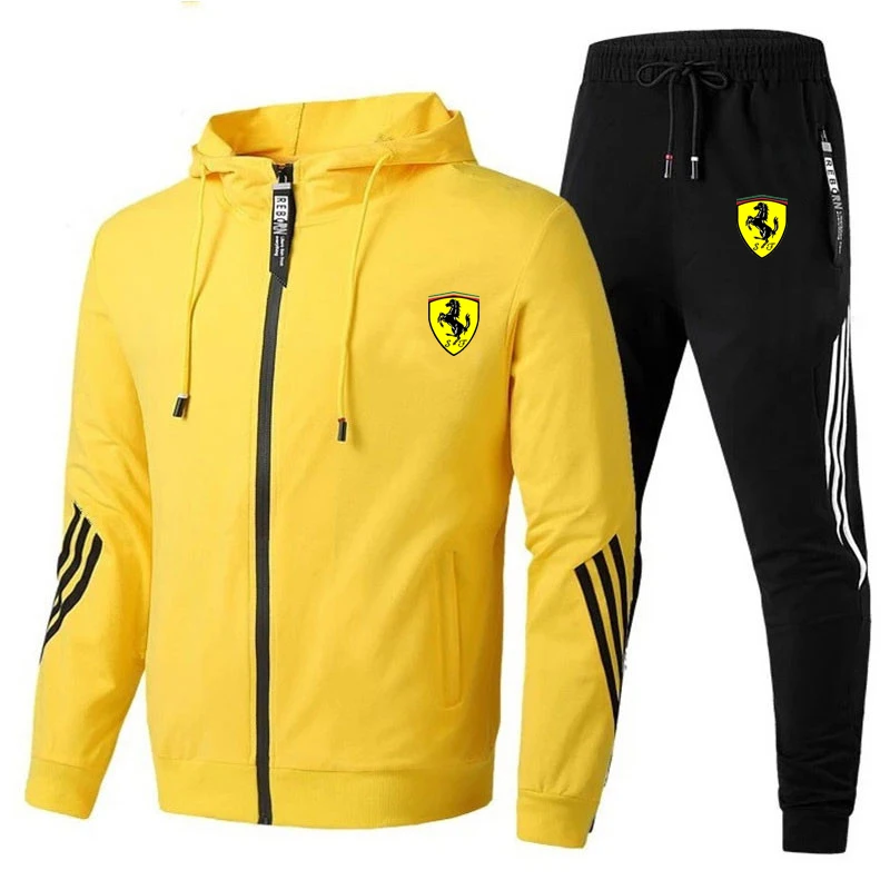 2024 Men\'s Tracksuits Spring Zipper Jacket+Jogging Pants 2 Piece Set Male Casual Hooded Sportswear Sets Autumn Gyms Sweat Suits