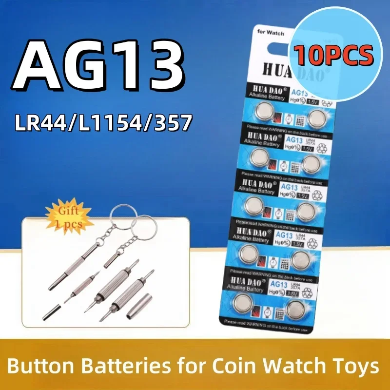 

10pcs 1.55V AG13 Coin Cell Battery RW82 SR1154 SP76 LR44 357 357A S76E G13 Alkaline Button For Watch Electronic Remote