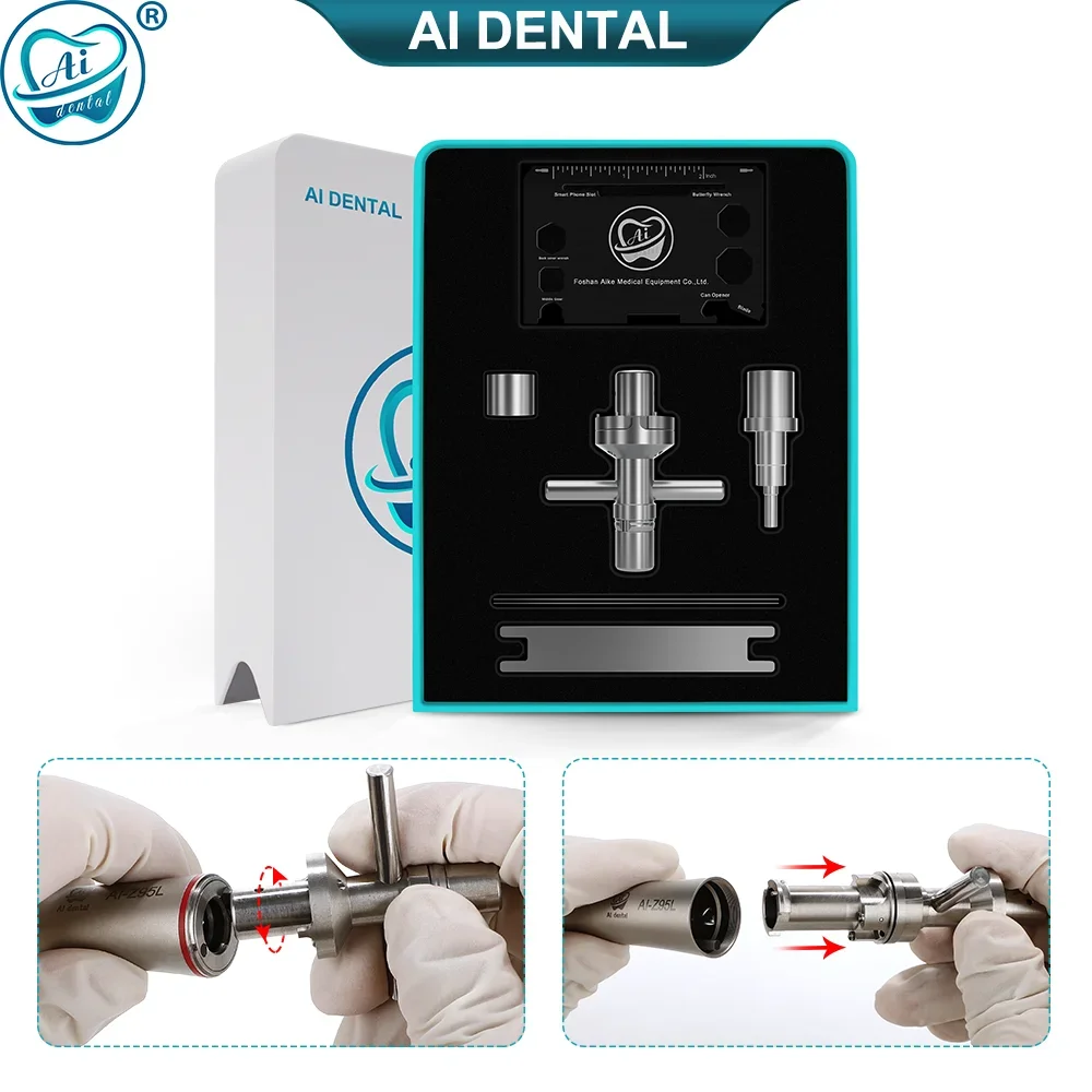 

Air Turbine And Contra Angle Dental Handpiece Back Cover/Middle Gear/Bottom Wrench Multi-Function Repair Tools Instrument