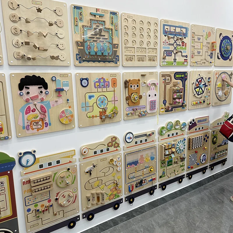 

Kindergarten games puzzle corridor wall games children's early education construction class wood cognition solid wood