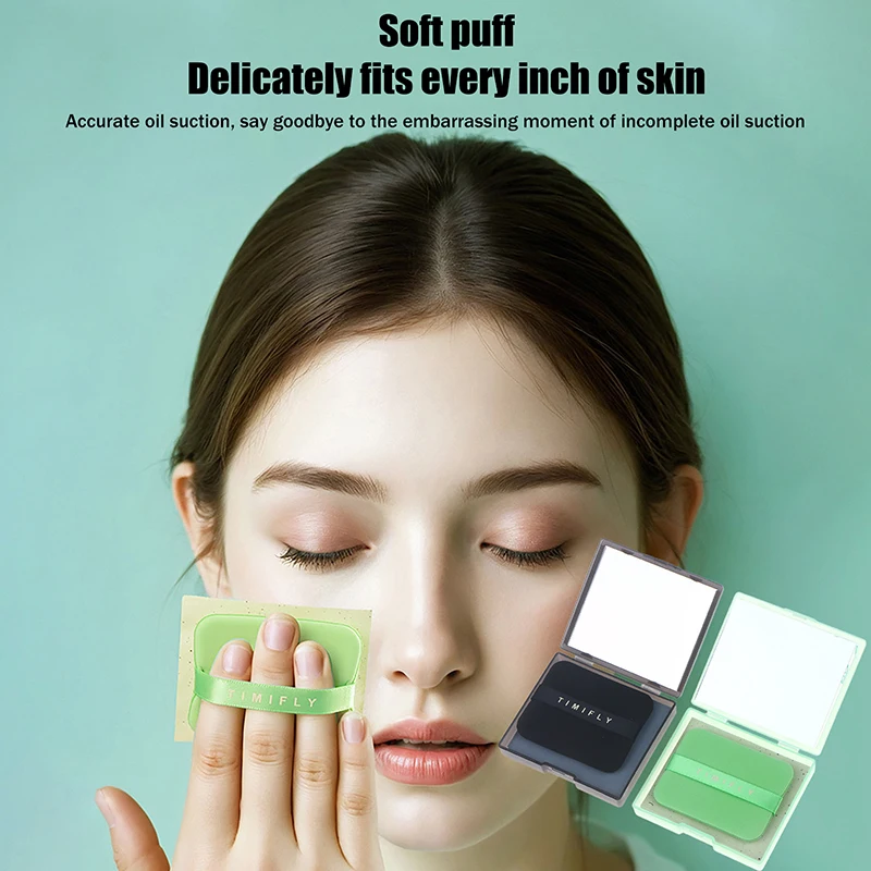 100 Sheets/Box Oil-Absorbing Paper With Mirror & Puff Portable Oil-Holding Bamboo Charcoal Paper For Makeup