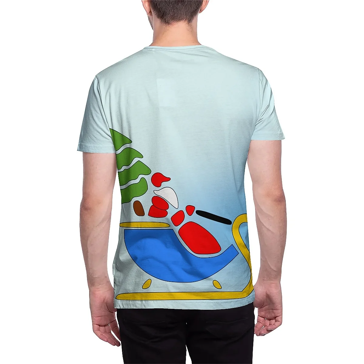 LIASOSO Unisex Round Neck Christmas T-Shirt Mens Fun 3D Printed Cartoon Design Perfect for Any Occasion