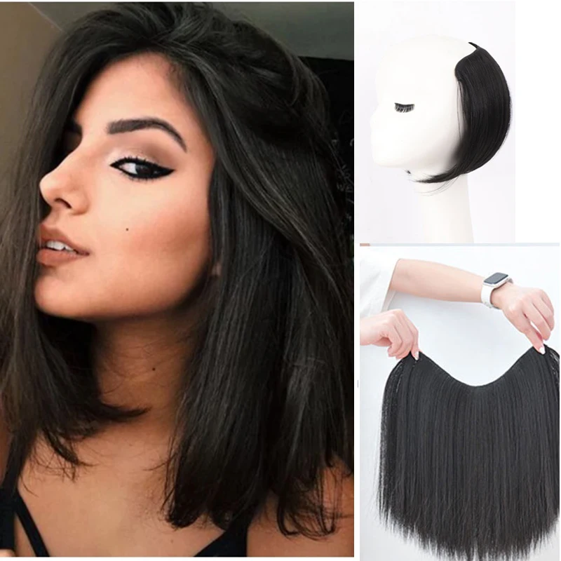 Synthetic Straight Short V-Shaped Half Wig for Women Natural Female  Black Brown Wigs Heat Resistant Synthetic Fake Hair