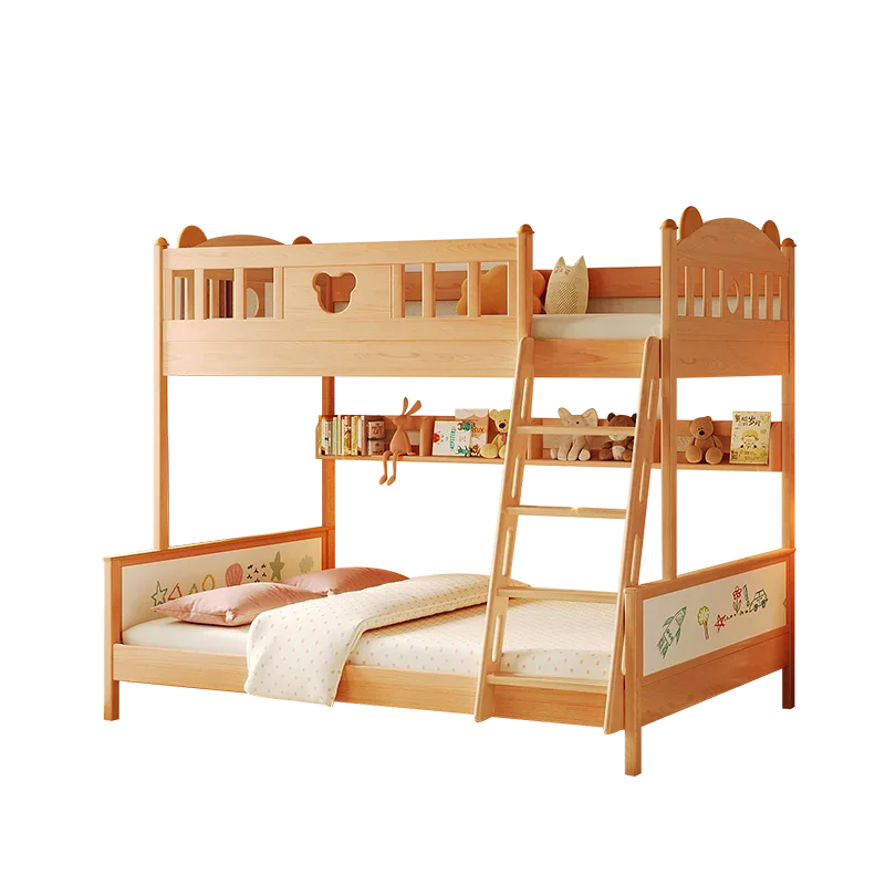 New Design Cozy Kids Bunk Beds With Storage Book Shelf