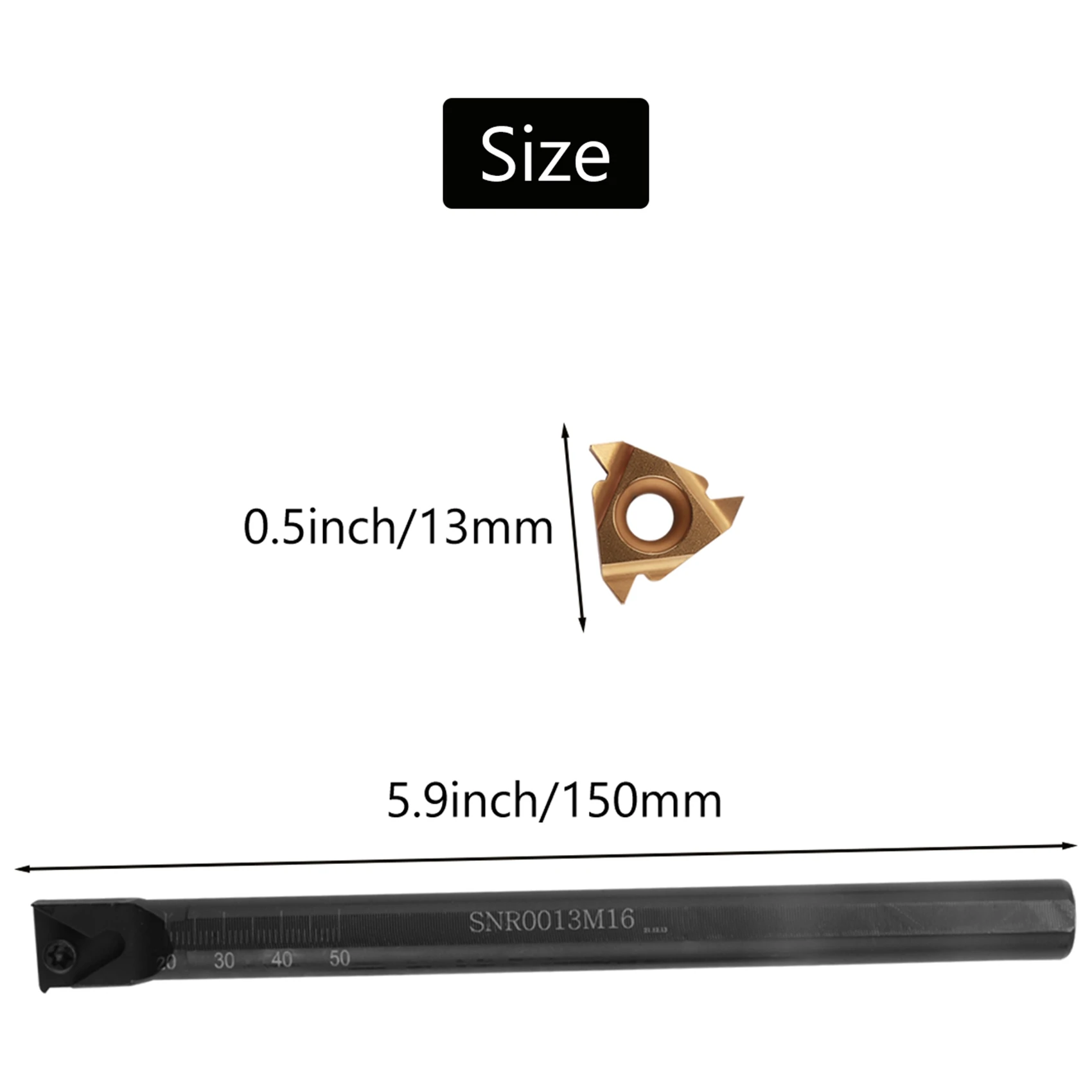 1/2 Inch Lathe Threading Boring Bar with 10Pcs 16IR AG60 Internal Threading Carbide Turning Inserts and T15 Wrench