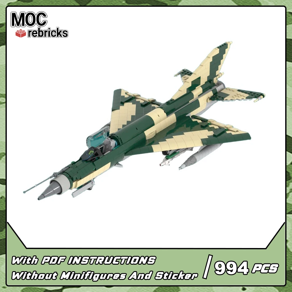 

MOC Military Weapon MIG-21 Bis Fischbed L Air Force Combat Aircraft Assemble Building Blocks Airplane Model Set Children's Gift