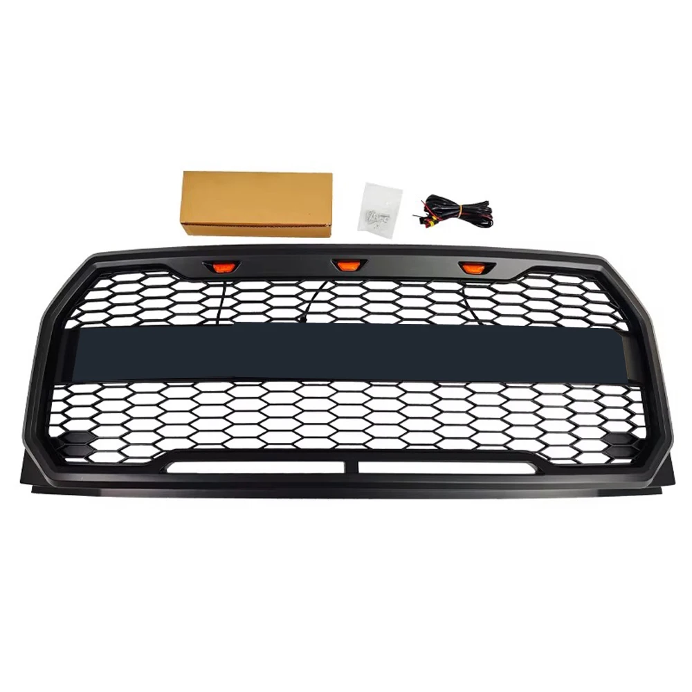 Modified For Ford F-150 Grill Mesh Raptor Style F150 2015 2016 2017 Front Bumper Upper Racing Grill Grills Front Bumper Grilles
