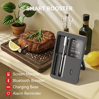 Wireless Meat Thermometer Bluetooth Waterproof Probes Rechargeable with LCD Screen & Booster Support APP Real-time Monitoring