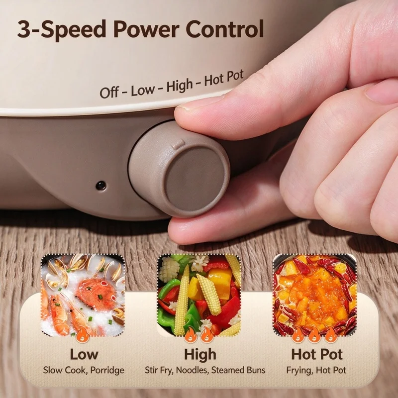 1pc 220V Electric Cooker Non-Stick Ceramic Inner Pot Portable Mini Electric Hot Pot for Dorm Home Kitchen Soup Rice Noodles Stew