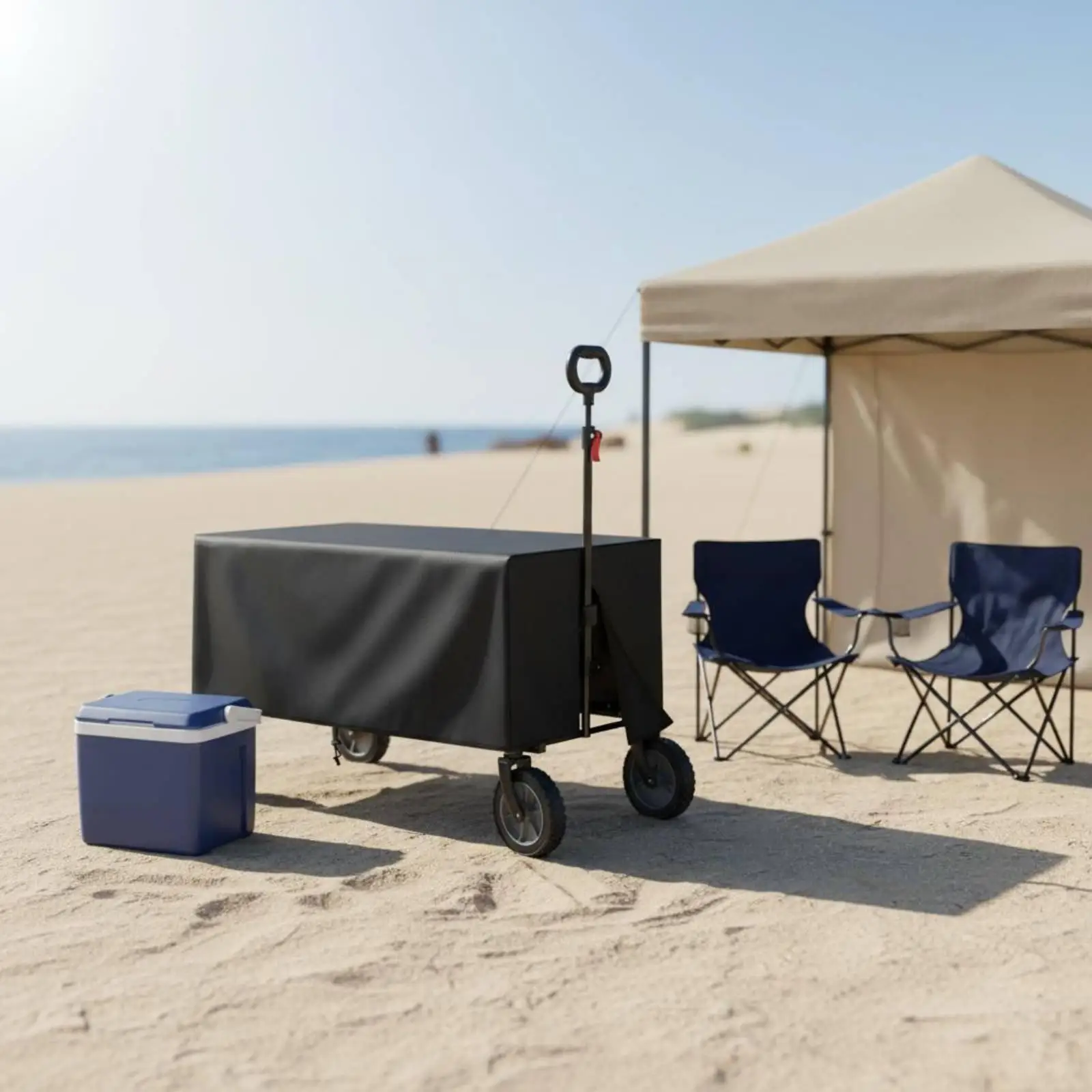 Camping Wagon Cart Cover for Outdoor Folding Cart Dust Protector Oxford Cloth Rain Sun Snow Shield Drawstring Design