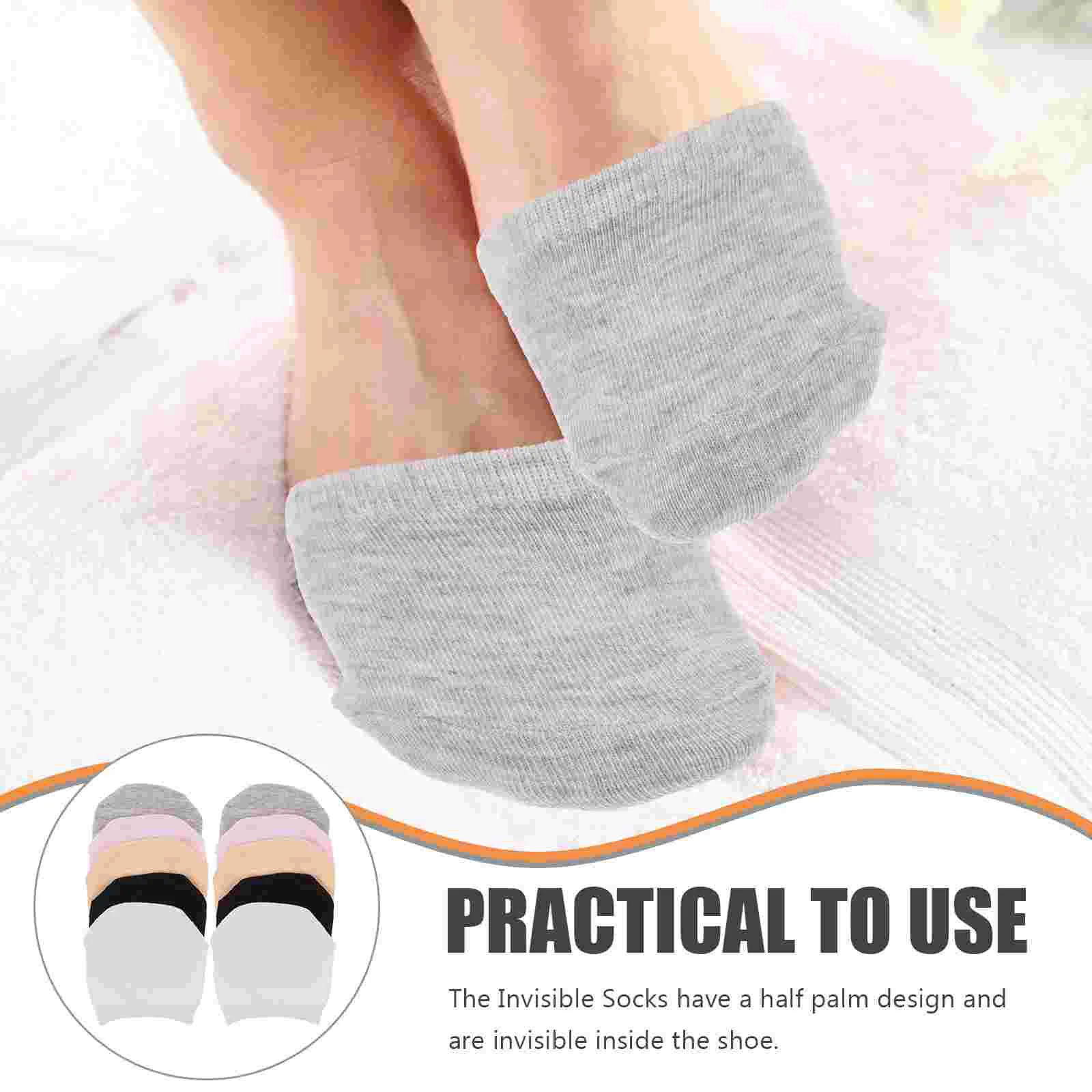 5 Pairs Invisible Socks Boat for Women Half Dressy Sandals Casual Toe Topper