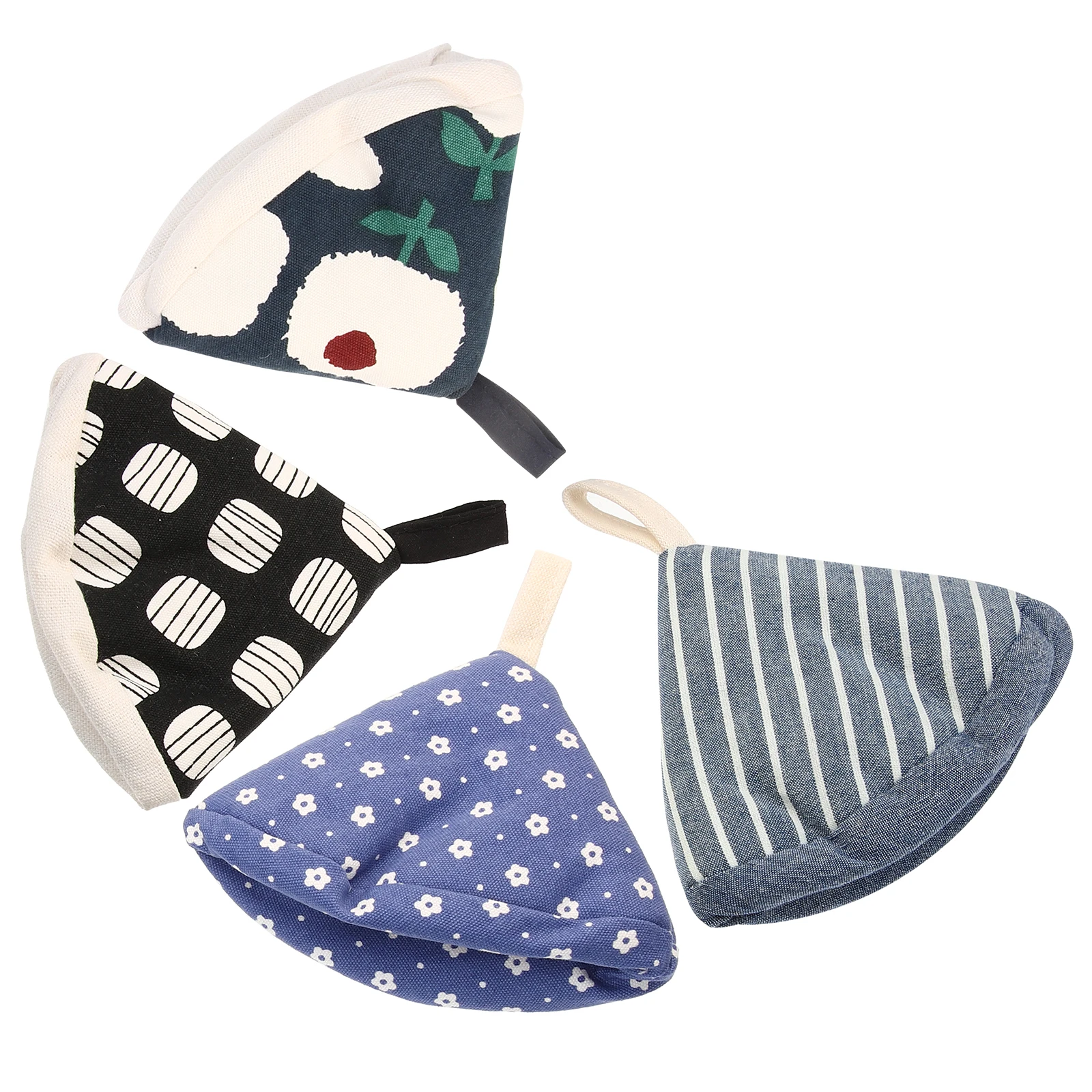 

4 Pcs Pot Lid Mitts Heat Resistant Triangular Grabber Holder Cotton Knob Accessories Kitchen Gadget Anti Scald Cookware