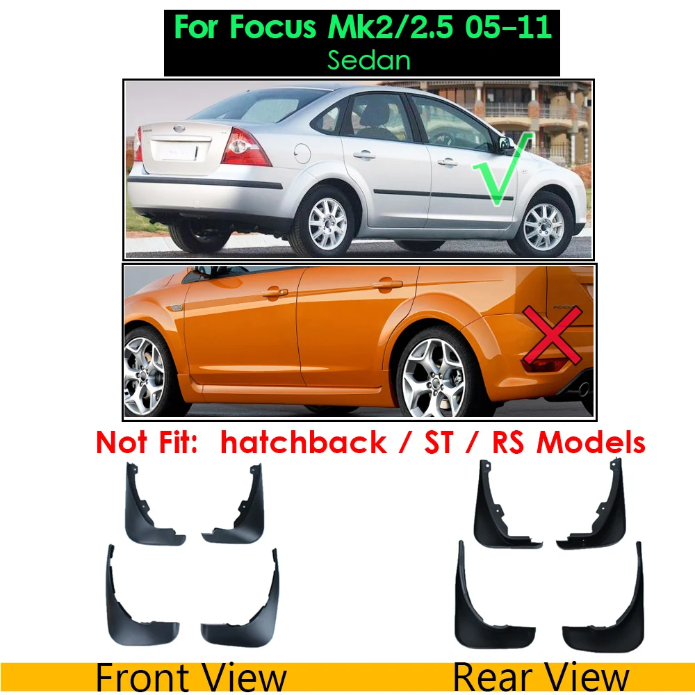 Mud Flaps For Ford Focus Mk2 Mk2.5 2005 - 2010 Mk3 2011 - 2016 Mk4 2 3 4 Mudflaps Splash Guards Mudguards sedan saloon hatchback