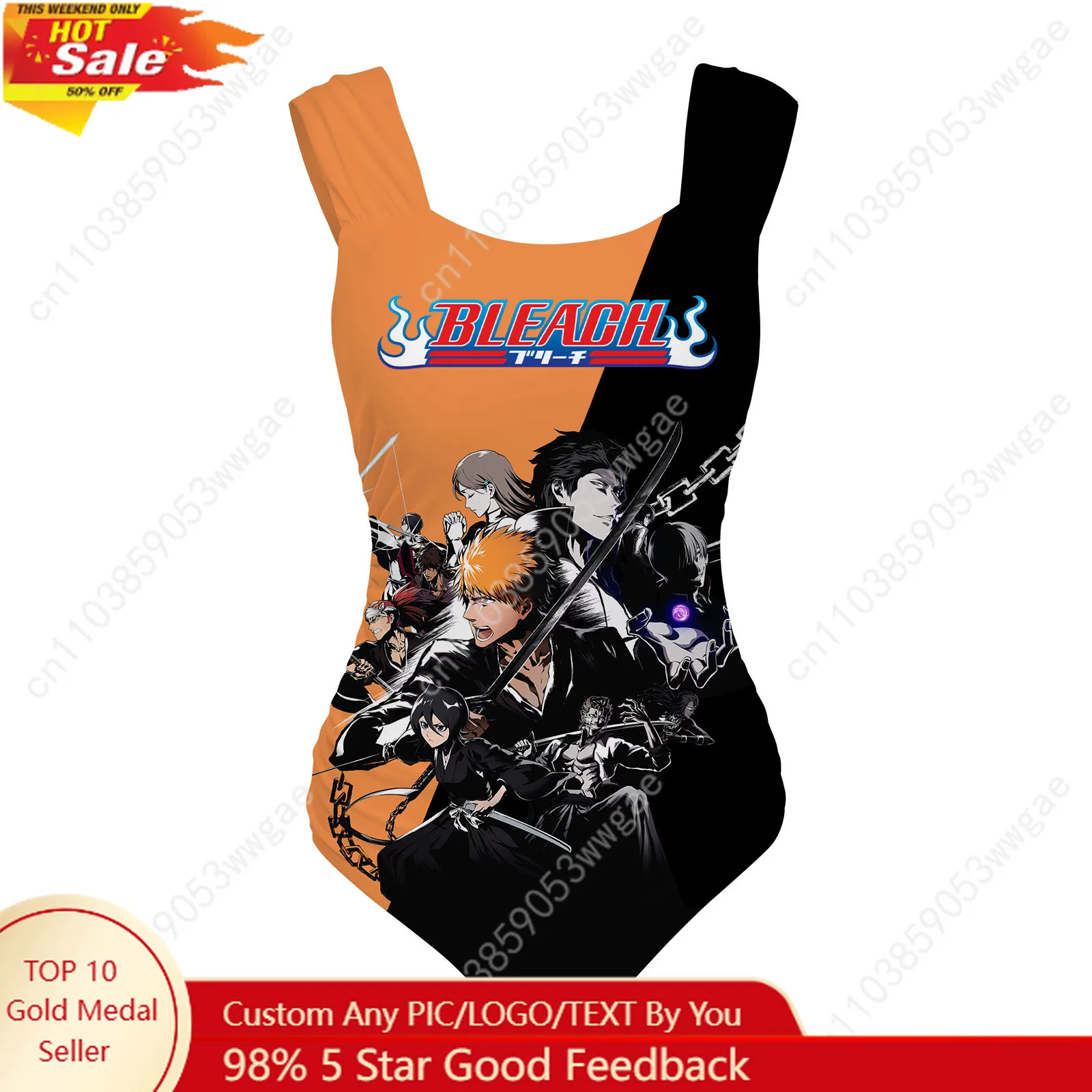 

Bleach One Piece Swimsuit Wide Strap Womens Bathing Suit Personalized Swimwear Beach Sexy Bikini Cartoon Custom Made Beachwear