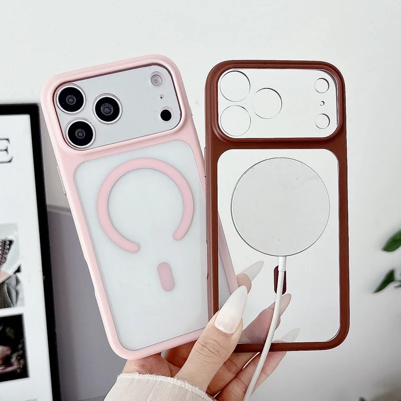 TPU PC Magnetische Handyhülle für iPhone 17 Pro Max 16 15 14 13 Pro Max Stoßfeste Transparente Hülle für MagSafe Kabelloses Laden