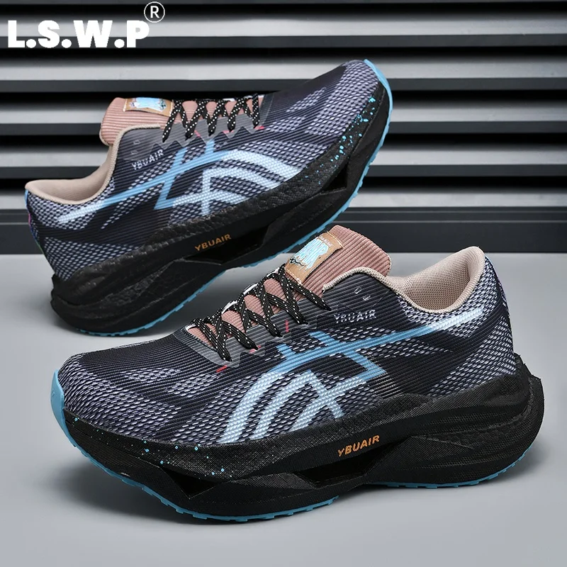 Men's Running Shoes, Men's Full-Length Carbon Plate Racing Marathon Running Shoes, Breathable Mesh Lightweight Sports Shoes, High Rebound Cushioning, Non-Slip, Wear-Resistant, Professional Long-Distance Running, Fitness, Outdoor Training Men's Shoes