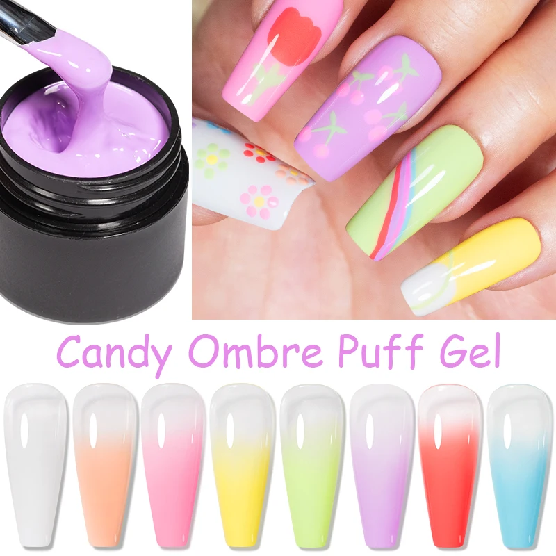 Bozlin 5ml Süßigkeiten Ombre Puff Gel 8 Farben Frühling Sommer rosa lila Farbe semi permanent für Maniküre Nail Art Gel Lack