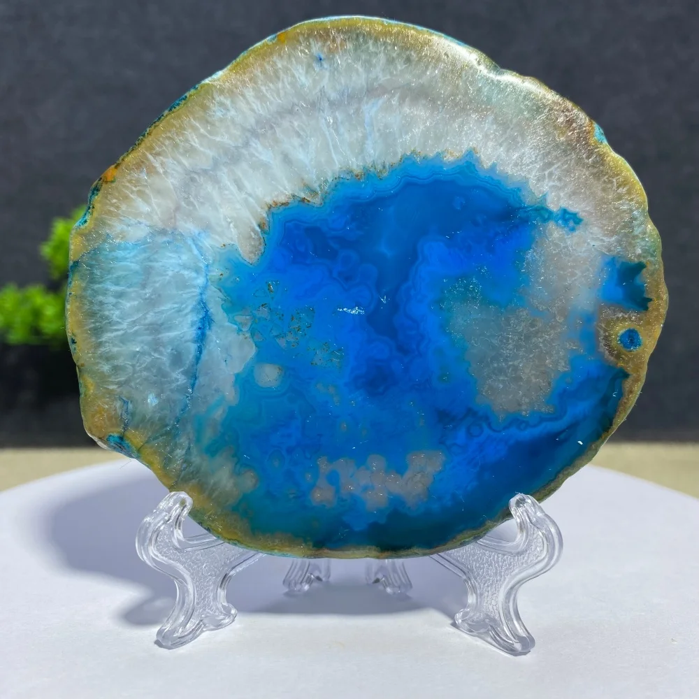 Colored Agate Crystal Sheet Coasters Reiki Healing Natural Stone Cup Base Mineral for Home Decoration And Gift - view 5