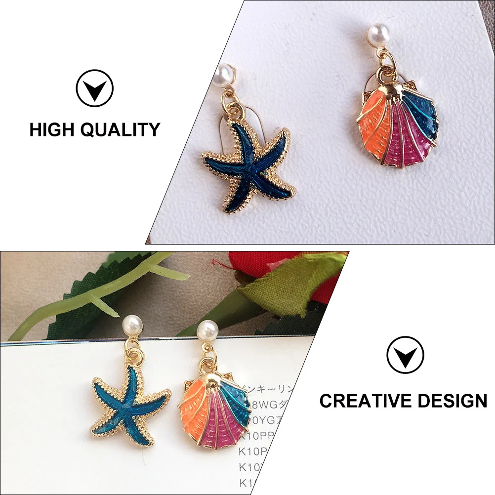 Drip Glazed Shell Earrings Excellent Workmanship Chic Decorative Water Drop Simple Maintenance Female Danglers Alloy Women