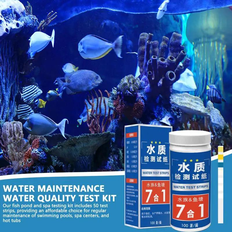 Fish Tank Test Strips Quick And Accurate 7 In 1 Aquarium Testing Kit Fish Tank Pond Test Strips Testing Residual Chlorine Total