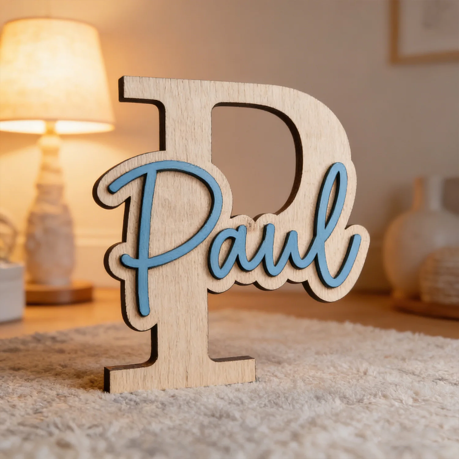 1pc Wooden Plaque with Customizable Name Letters, Wooden Souvenir, Children's Room Wall Decoration, Customized Exclusive Gift view 4