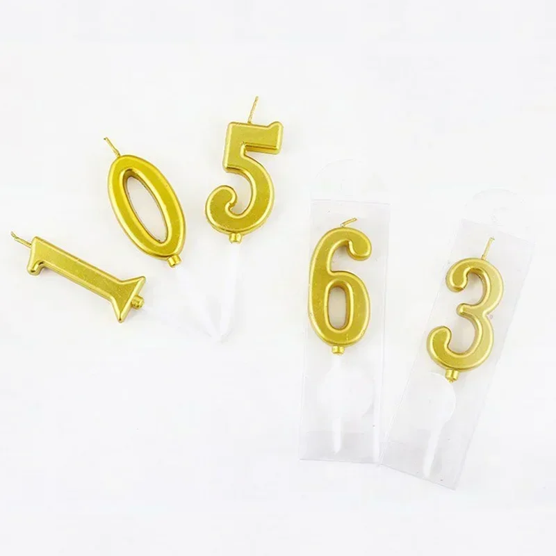 誕生日ケーキ用の金のデジタルキャンドル,数字,0, 1, 2, 3, 4, 5, 6, 7, 8, 9,女の子,男の子,赤ちゃん,パーティーの装飾用品直送