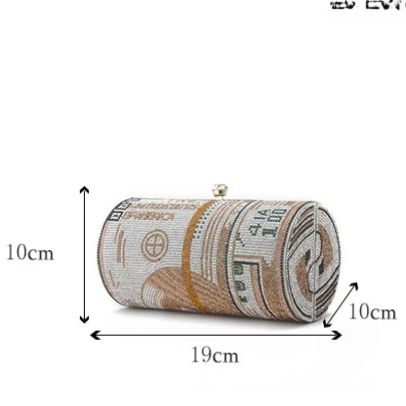 المرأة مرصع بالماس حقيبة العشاء الدولار مخلب مأدبة الماس طبل سلسلة حقيبة ساعي Torebka Damska Bolso De Fiesta Mujer #6