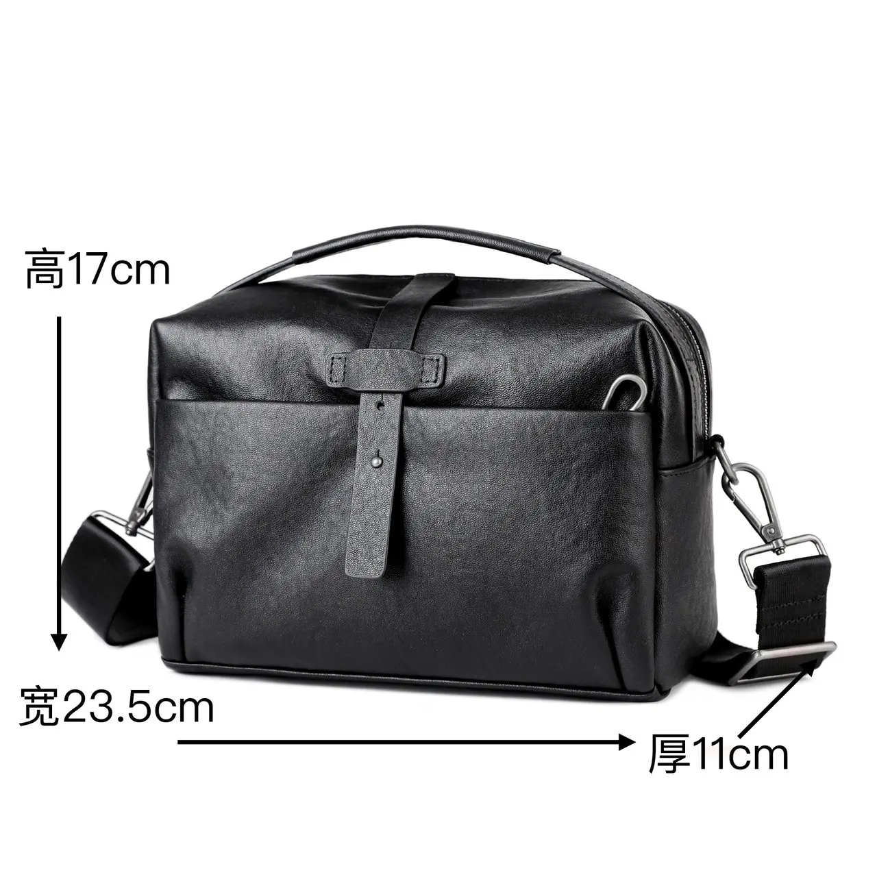 New high-end leather crossbody bag for men, large capacity top layer cowhide business shoulder bag, motorcycle bag camera bag