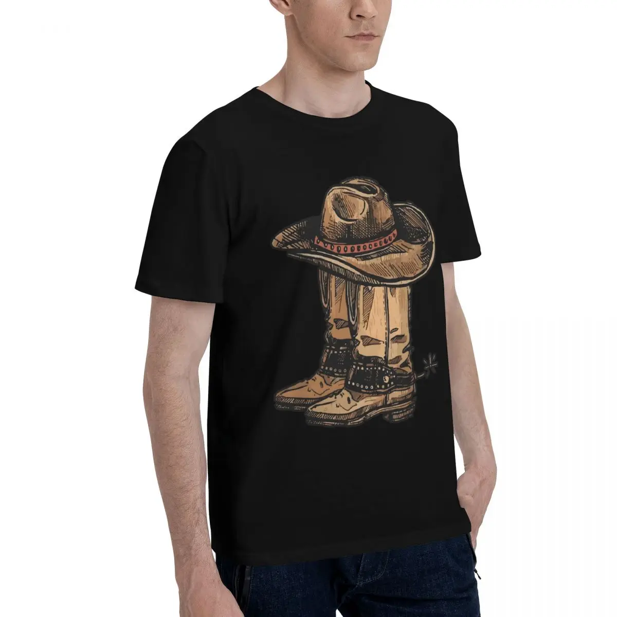 Cowboy Hat Boots Art Movement Tshirt Top quality Travel Championship Novelty Eur Size