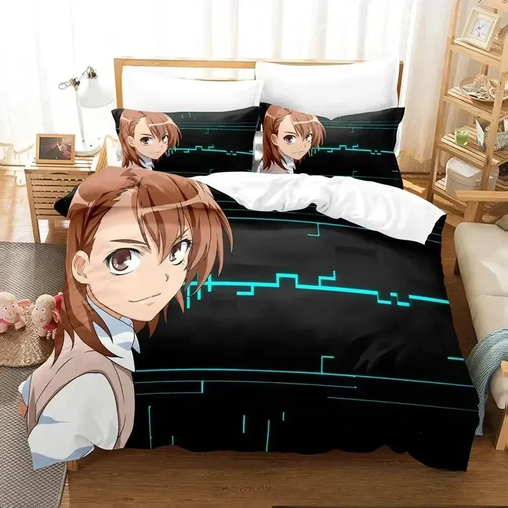 Misaka Mikoto A Certain Magical Index Railgun Bedding Set Boys Girls Twin Queen King Size Duvet Cover Pillowcase Bed boys Adult