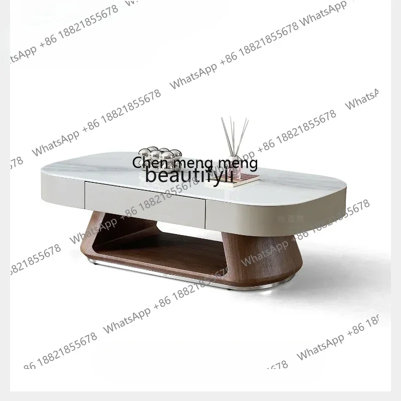 

D178 Ancient coffee table in the living room, solid wood, new light luxury and high-end household cream style square