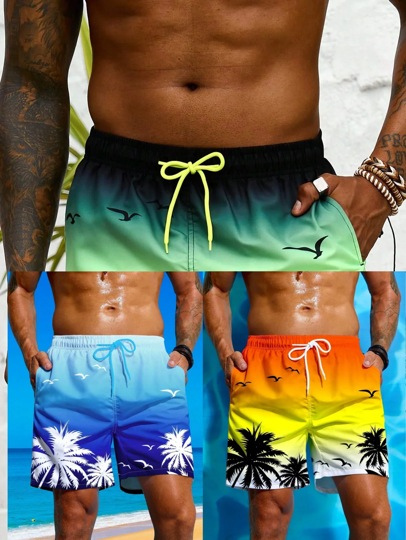 

Винтажные шорты с 3D принтом растений, мужские шорты с рисунком ладони, летние гавайские дышащие плавки, детские свободные шорты со льдом
