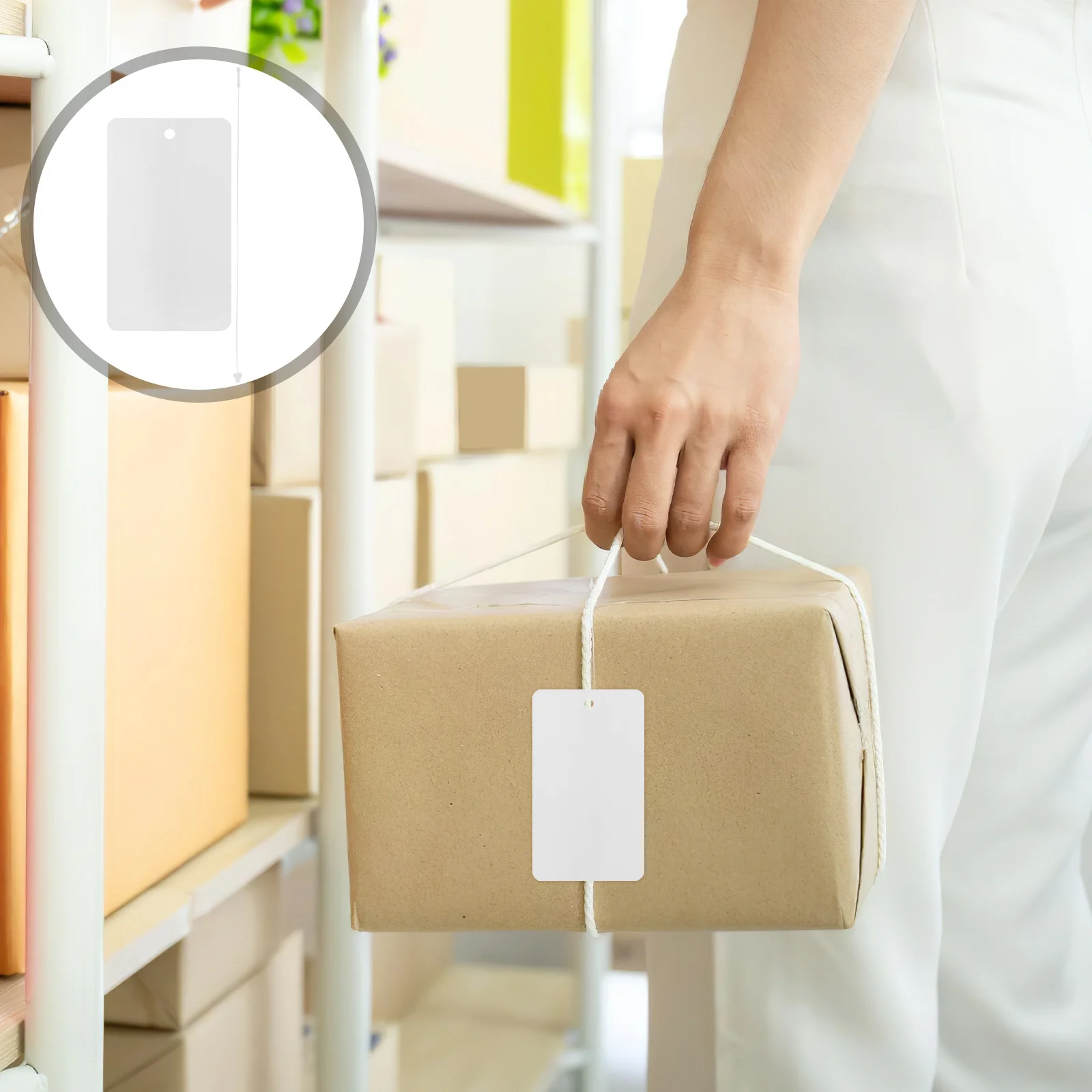 

100Pcs White PVC Blank Tags Waterproof Hanging Shipping Labels Name Tag Lanyards Jewelry Display PVC Cards