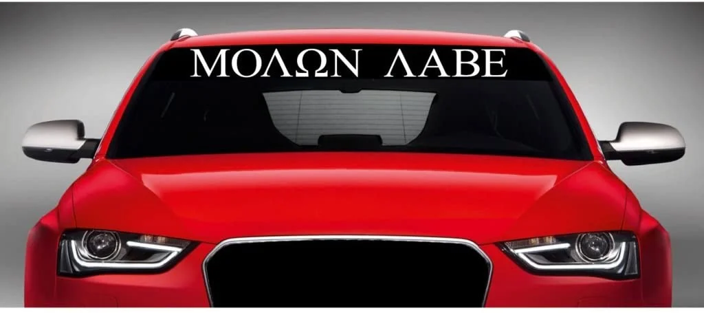 

For Noizy Graphics 40" x 4" Molon Labe Car Windshield Sticker Truck Window Vinyl Decal