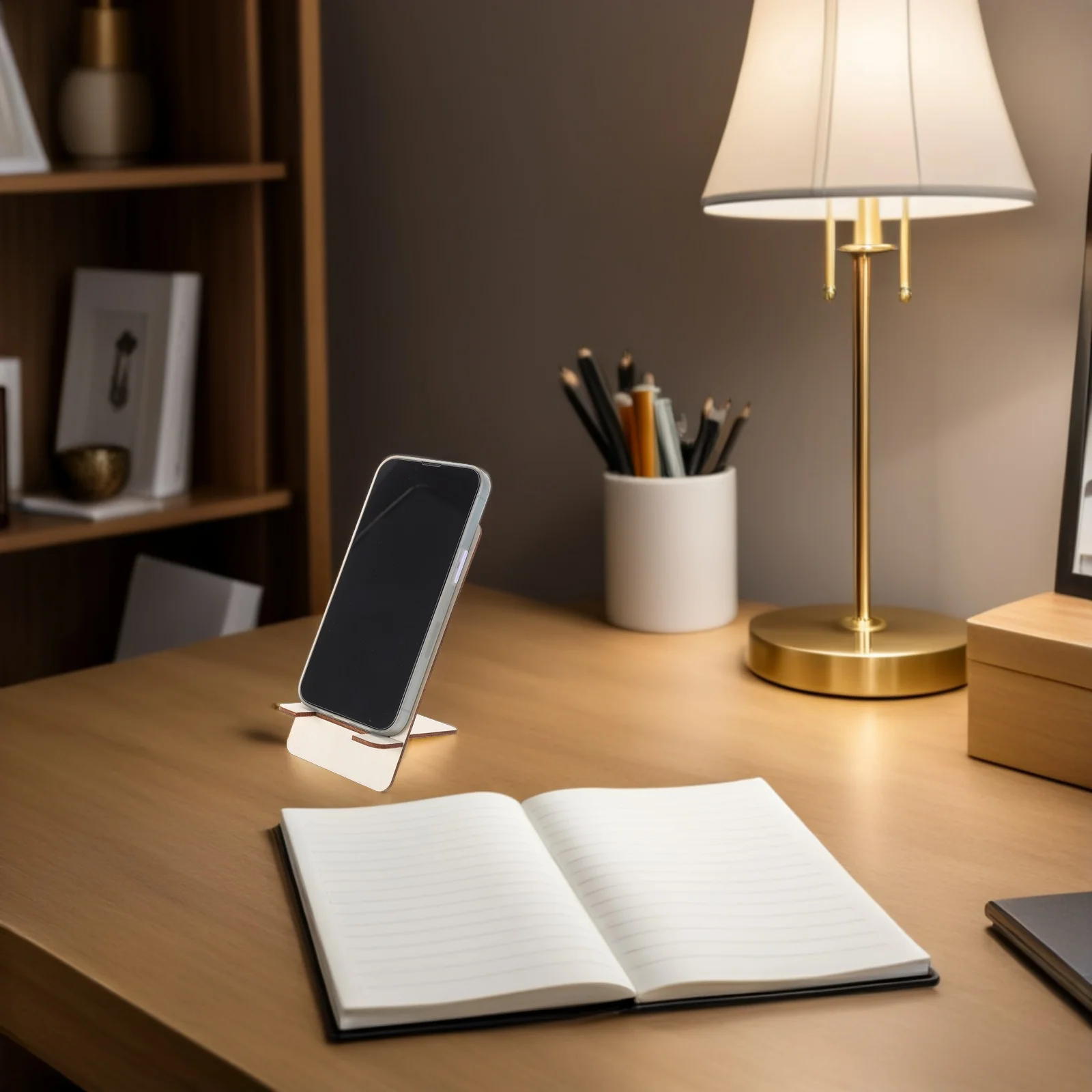 

Wooden Phone Stand Detachable Sturdy Wood Mobile Holder Portable Desk Organizer Craft Stand Blank Surface for DIY Office Home