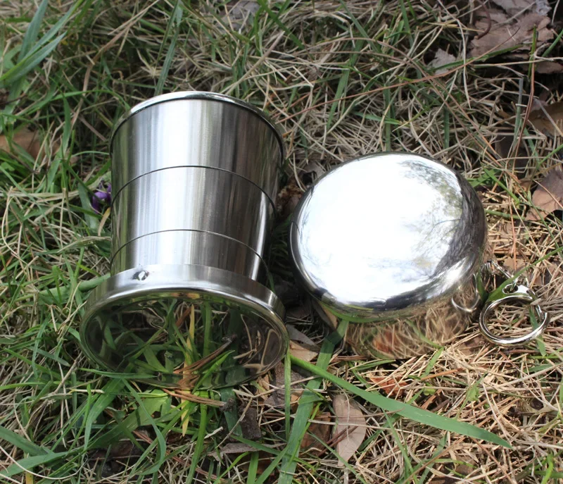 UPORS 75/150ml Hip Flask Cup Foldable Stainless Steel Wine Cups Russia Mini Whiskey Alcohol Hip Flask Outdoor Shot Flask 1pcs