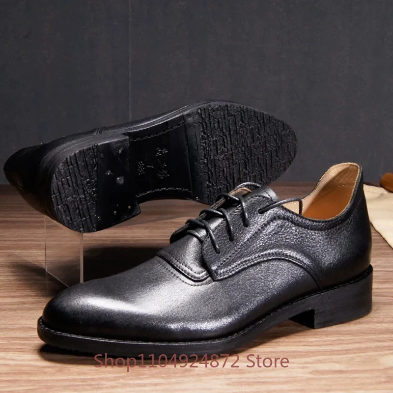 Designer Luxury Dress Shoes Men's Handmade Cowhide Work Business Derby Office Party Wedding  Genuine Leather Male Shoes