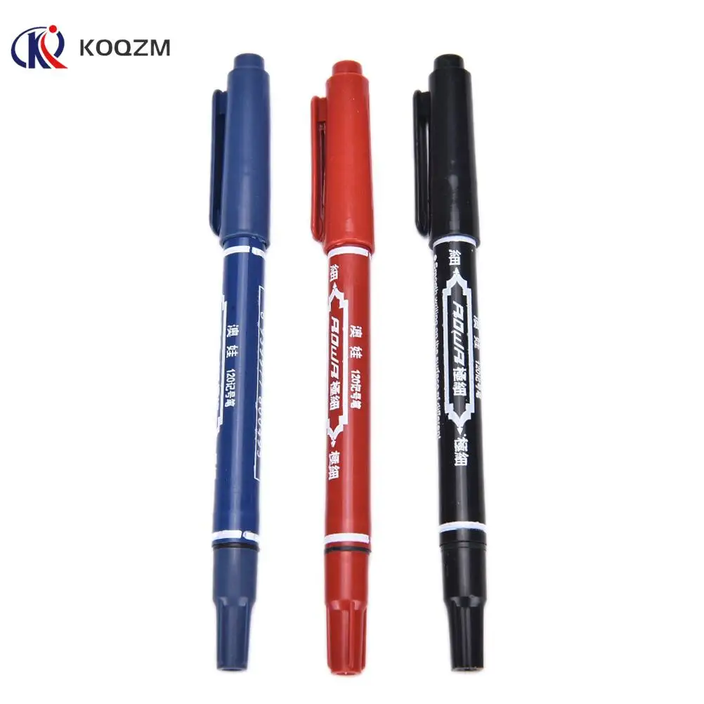 

New 1PC 3 Colors Quick-drying Writing Pens Twin Tips Doubled Headed Hook Line Permanent Paint Marker Pen For CD DVD Media Disc